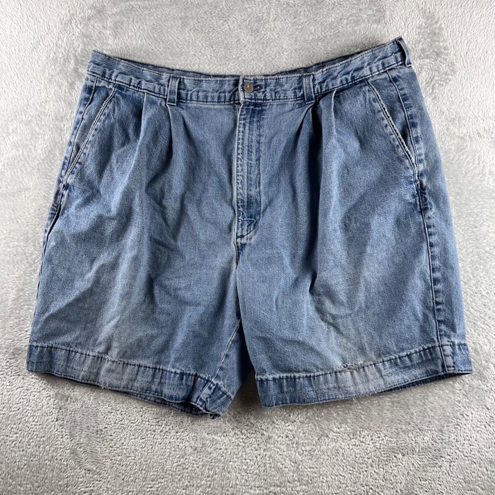 VTG Dockers Levi's collaboration Pleated Denim Shorts Mens 38  Mid Wash READ